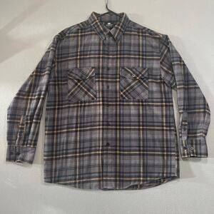 Yago Shirt Men's 2XL Button Down Plaid Gray  Norecore Gray Beige